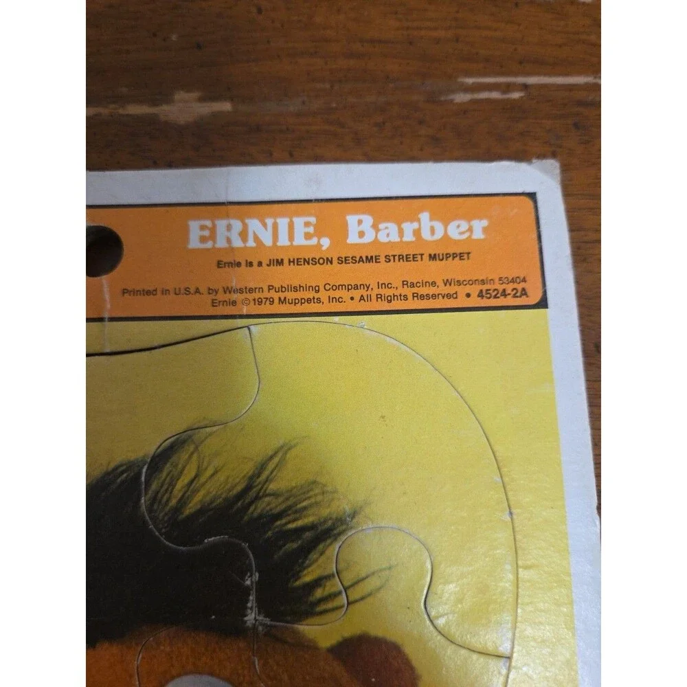 Sesame Street Ernie, Barber Frame-Tray Puzzle 1979 Whitman Jim Henson Puppet